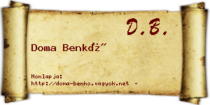 Doma Benkő névjegykártya